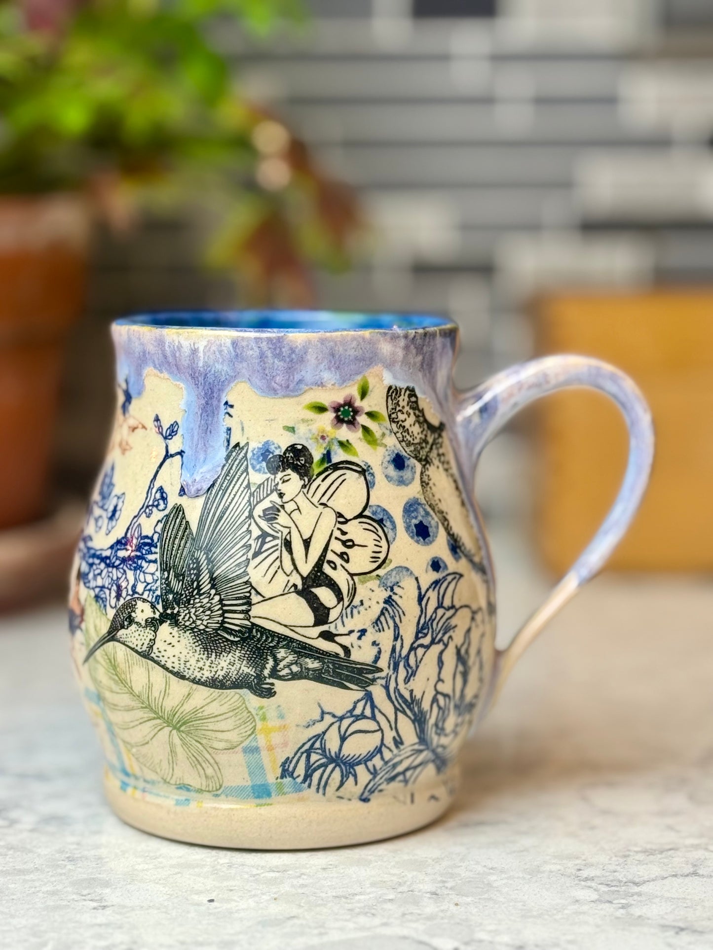 Lady Hummingbird Quilt Mug