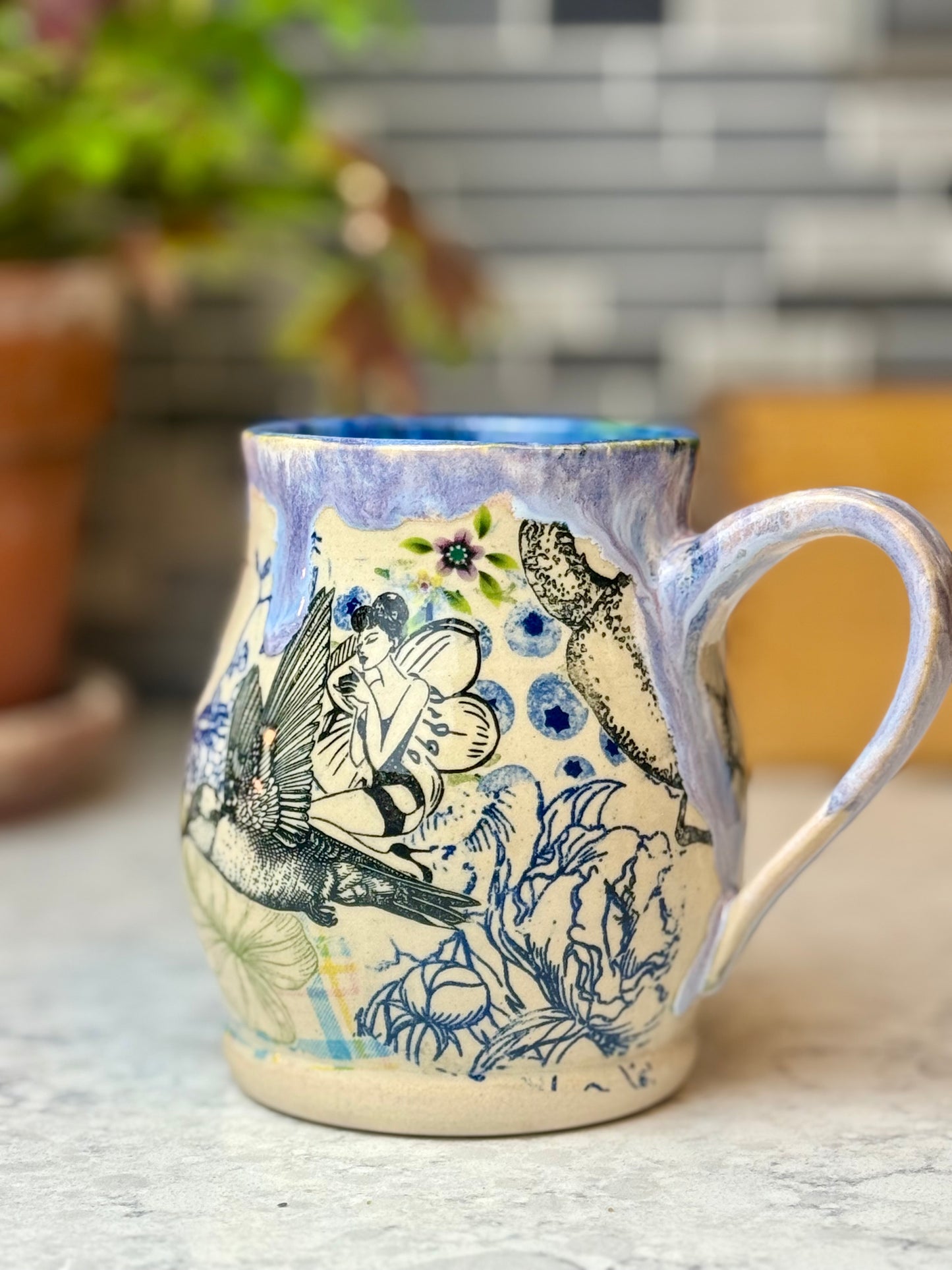 Lady Hummingbird Quilt Mug