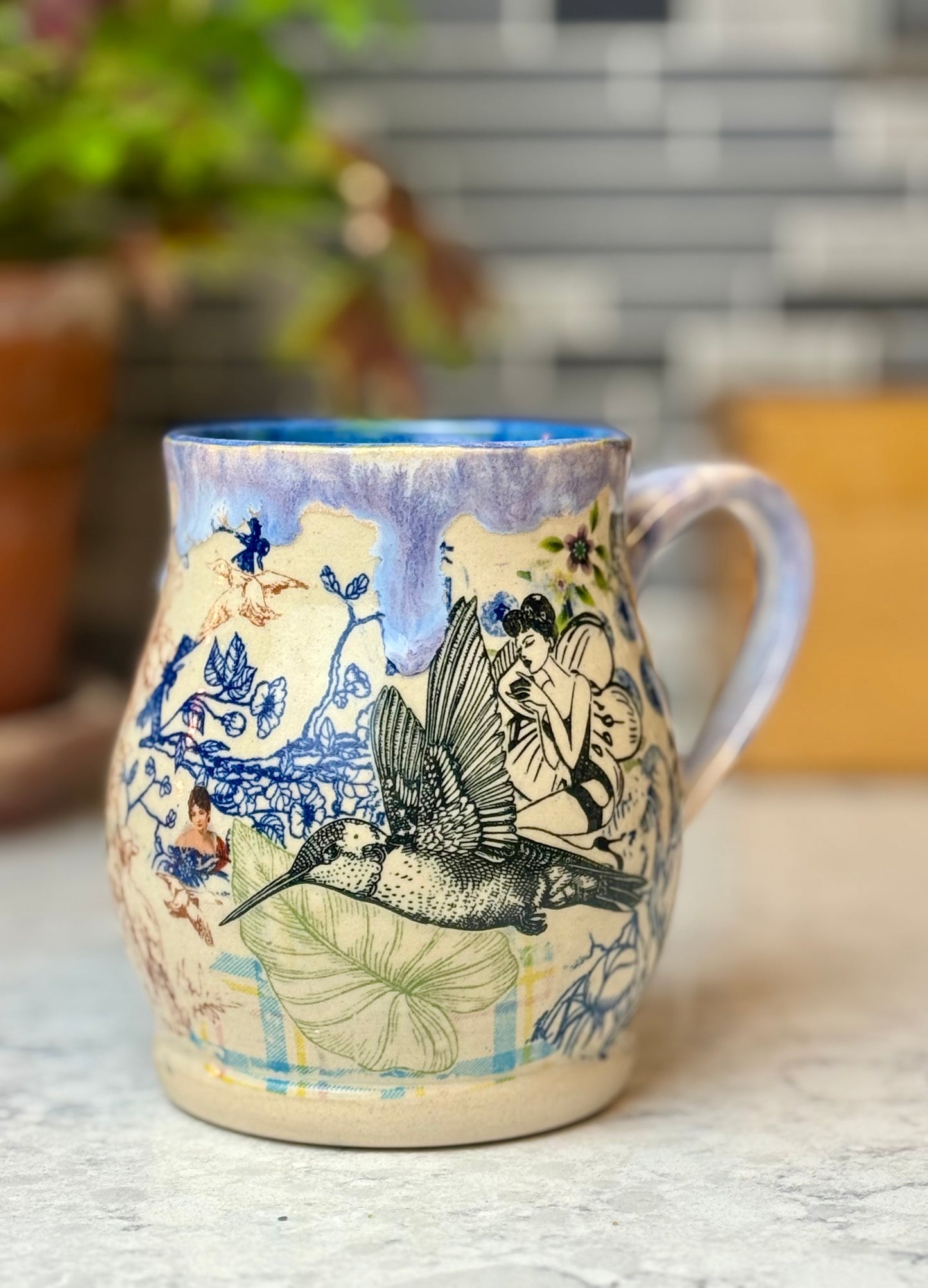 Lady Hummingbird Quilt Mug